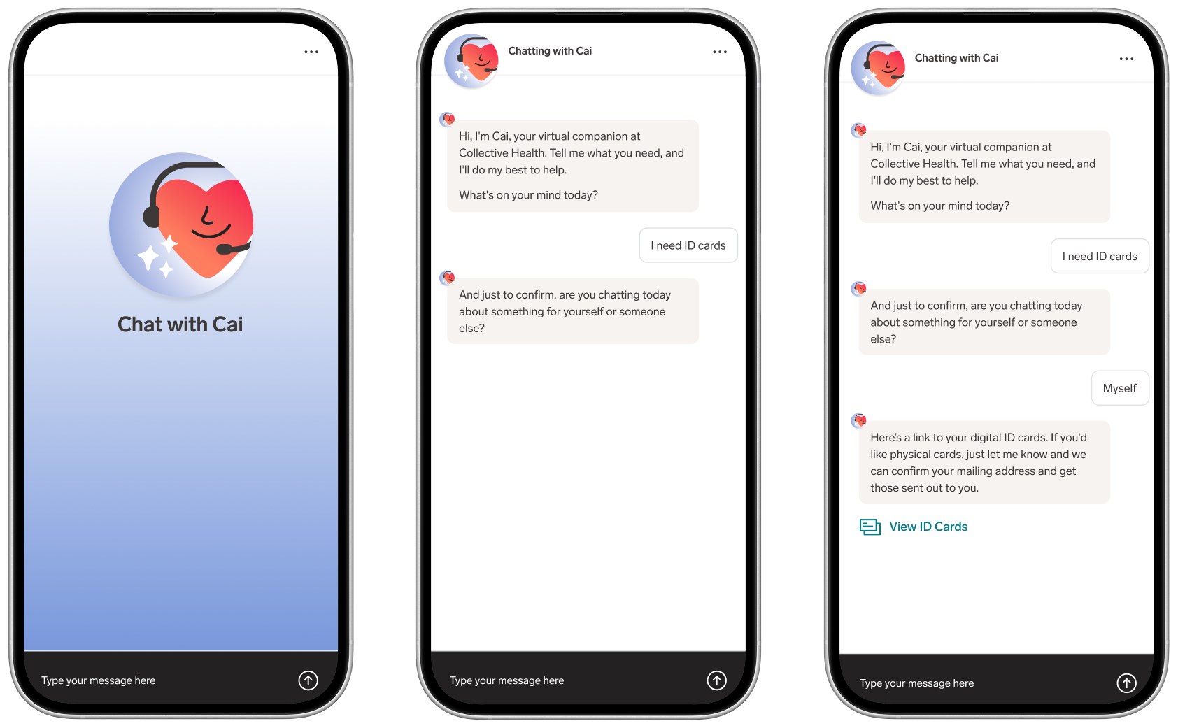 Chat with CAI mobile phone interface